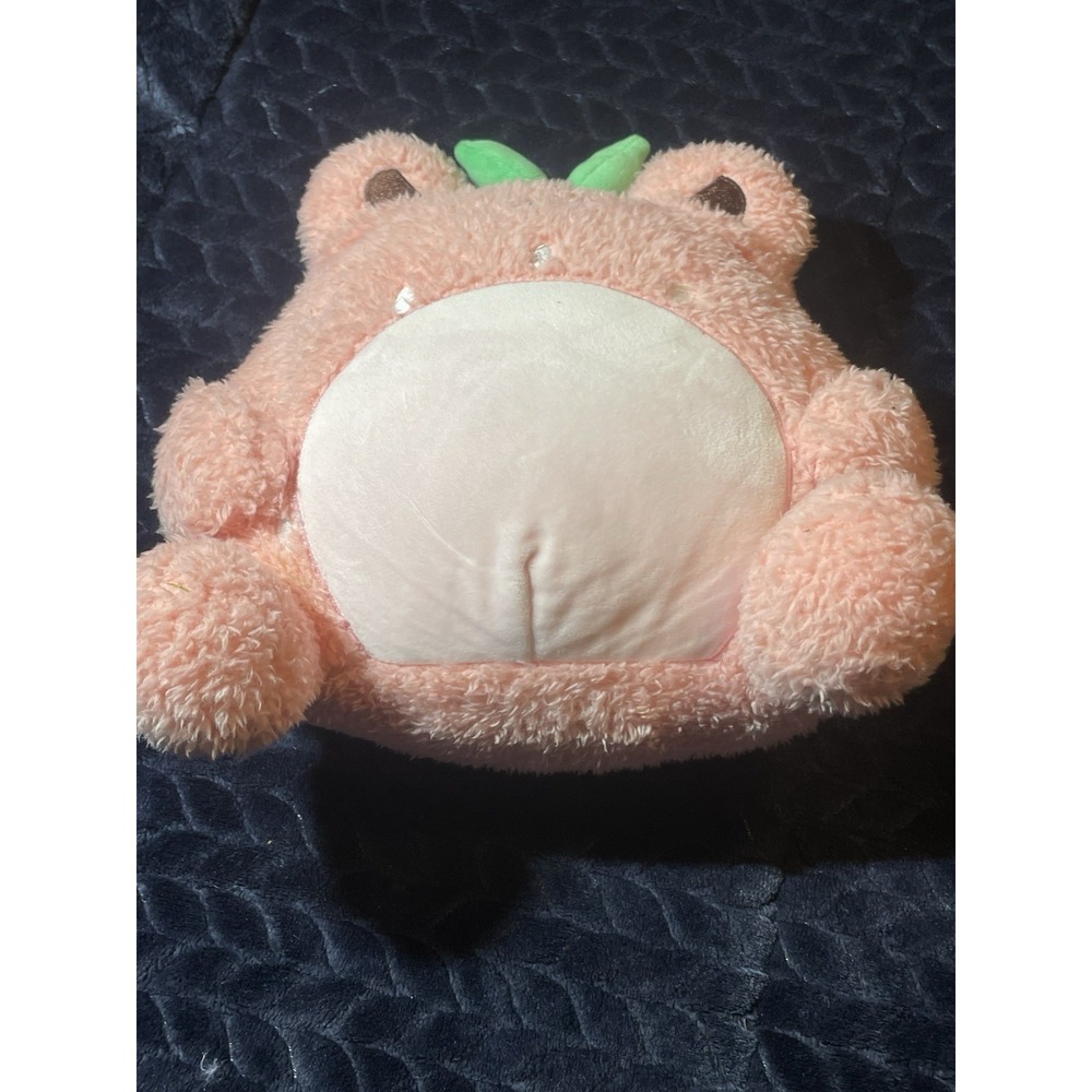 CUDDLE BARN Plush Goals Wawa the Froggie Plush Pink Strawberry 9" Stuffed Frog - Picture 2 of 4